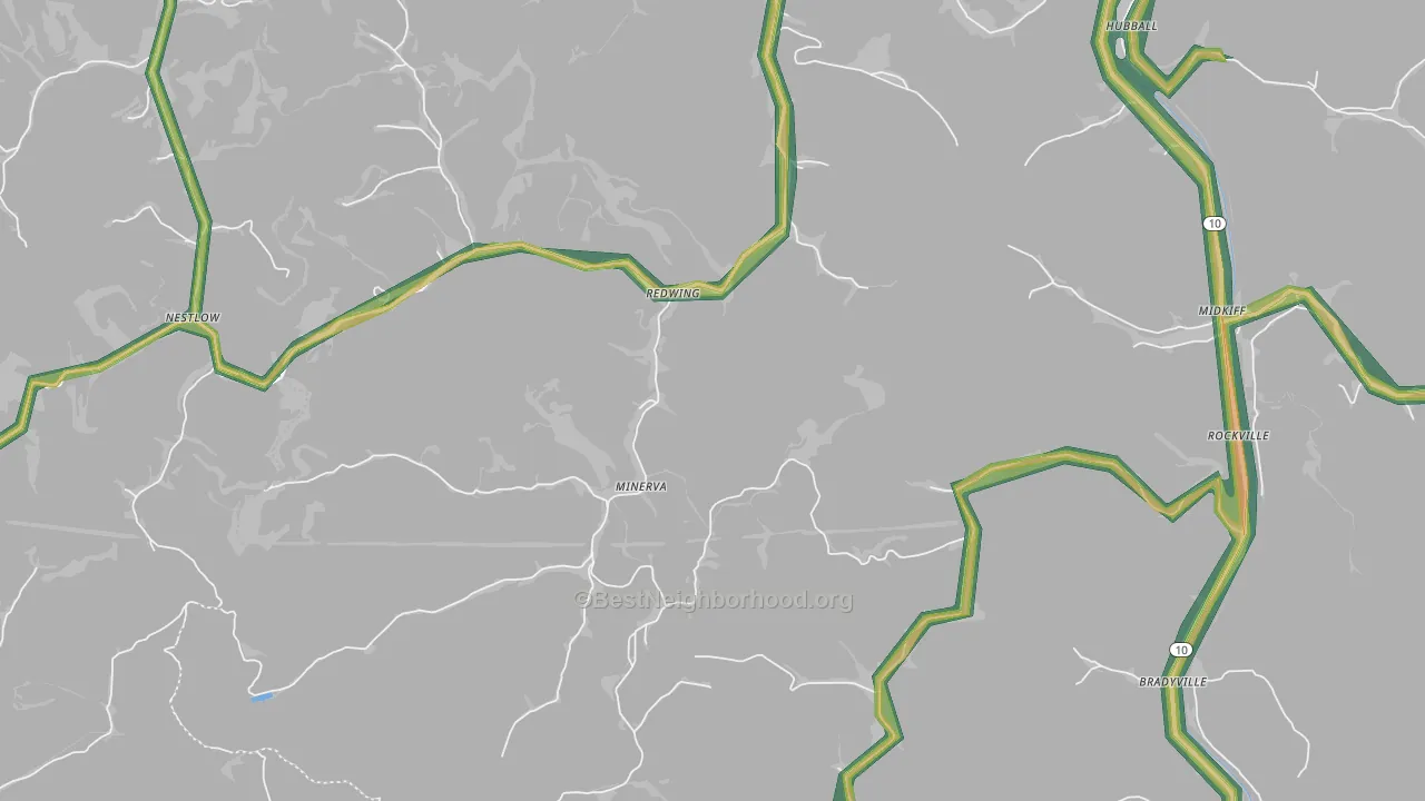 Minerva, WV Map of Noise Levels in Minerva
