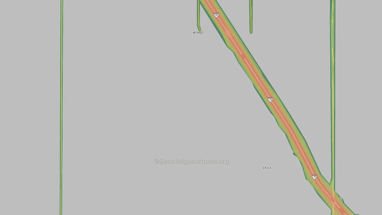 Mingo, KS Map of Noise Levels in Mingo