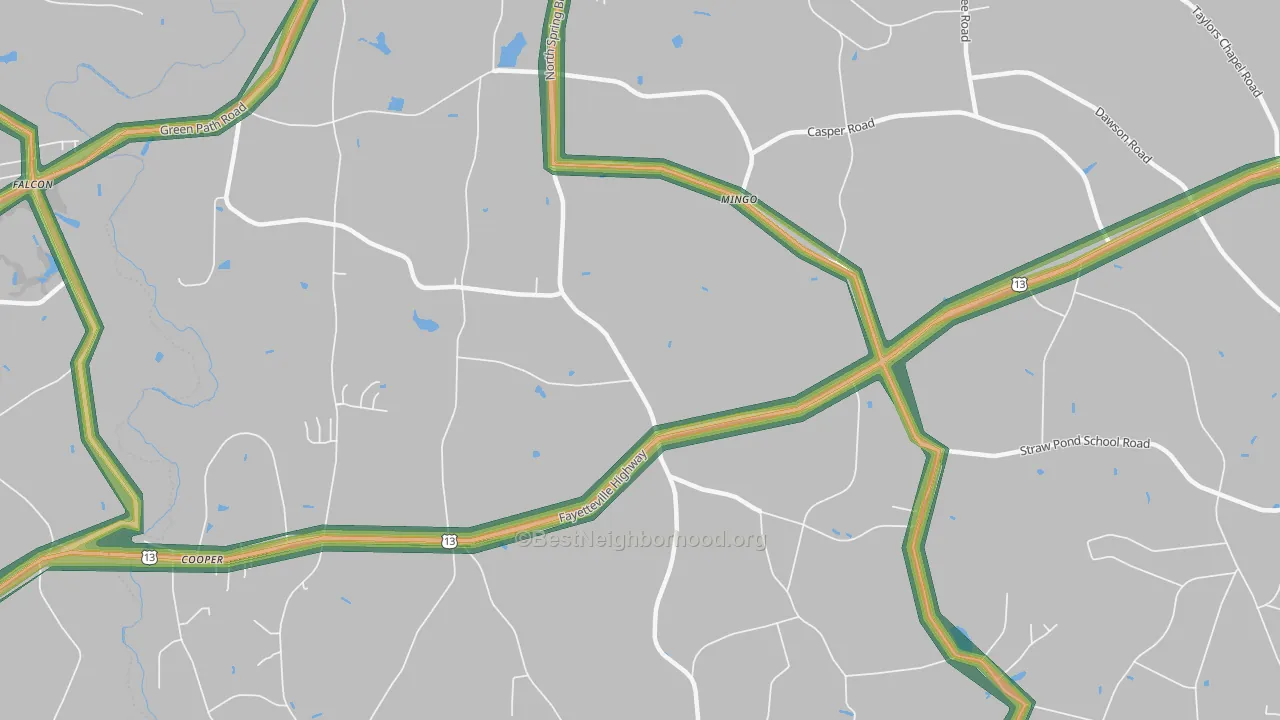 Mingo, NC Map of Noise Levels in Mingo