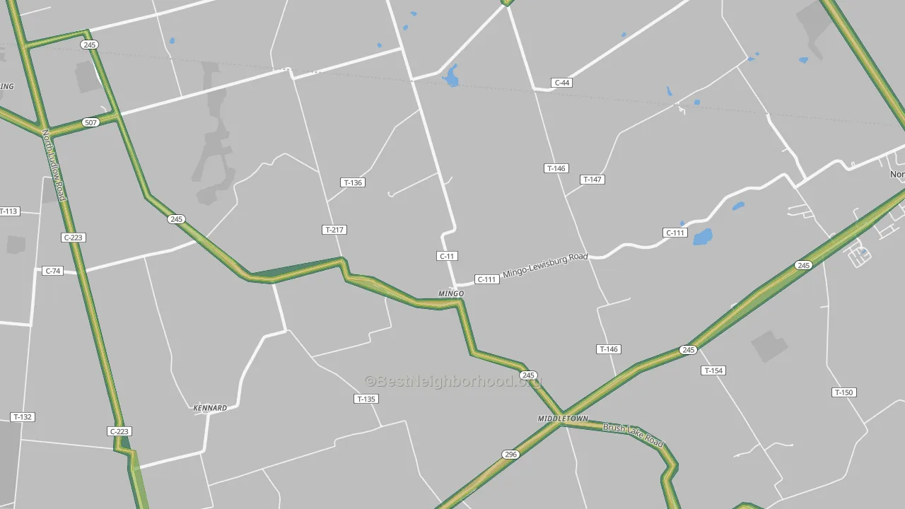 Mingo, OH Map of Noise Levels in Mingo