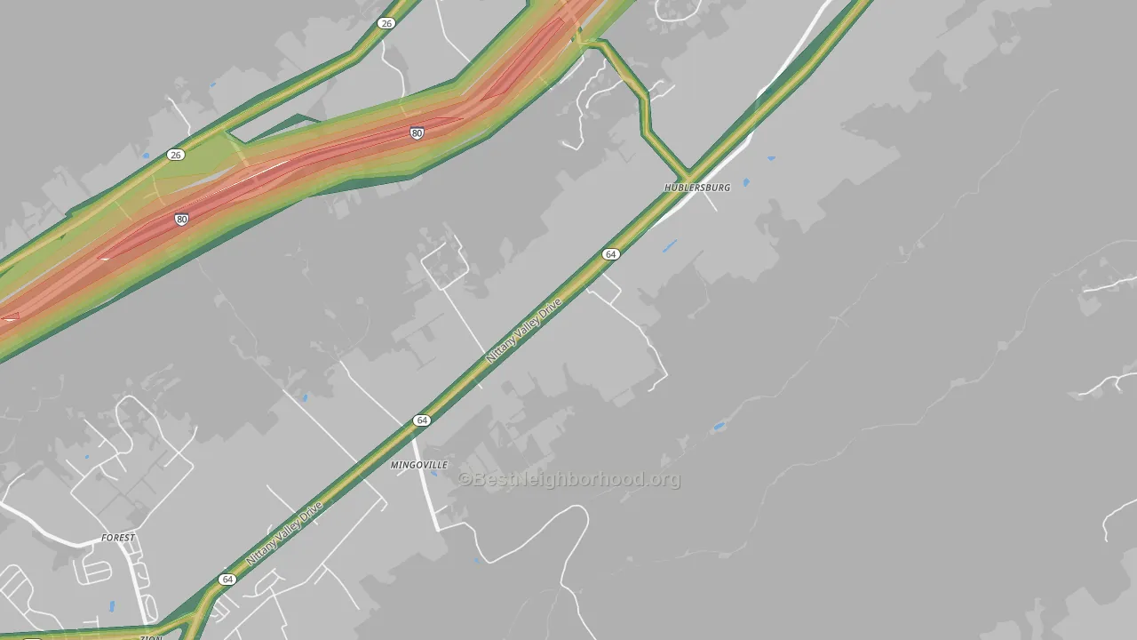 Mingoville, PA Map of Noise Levels in Mingoville