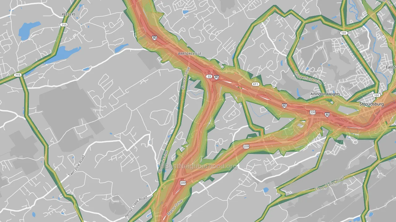 Minisink Hills, PA Map of Noise Levels in Minisink Hills