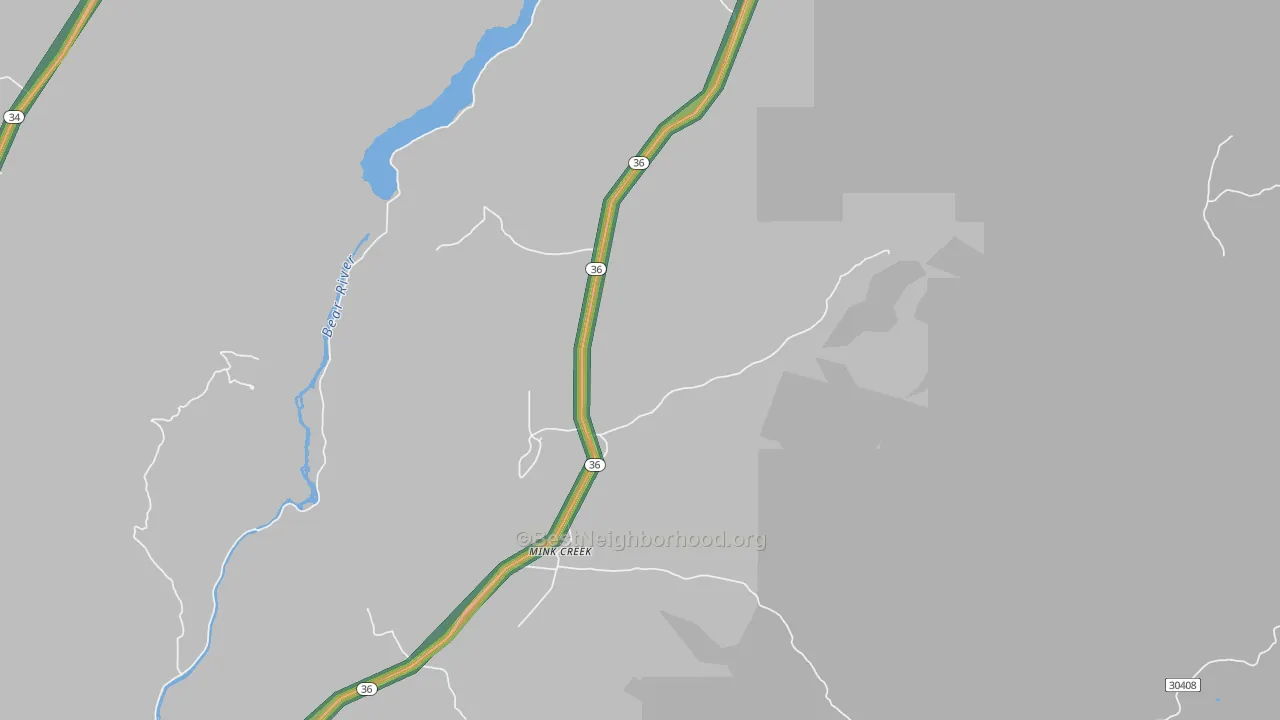 Mink Creek, ID Map of Noise Levels in Mink Creek