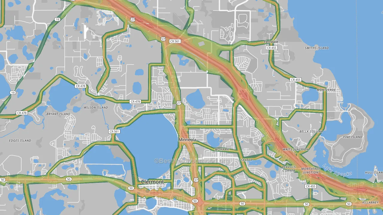 Minneola, FL Map of Noise Levels in Minneola
