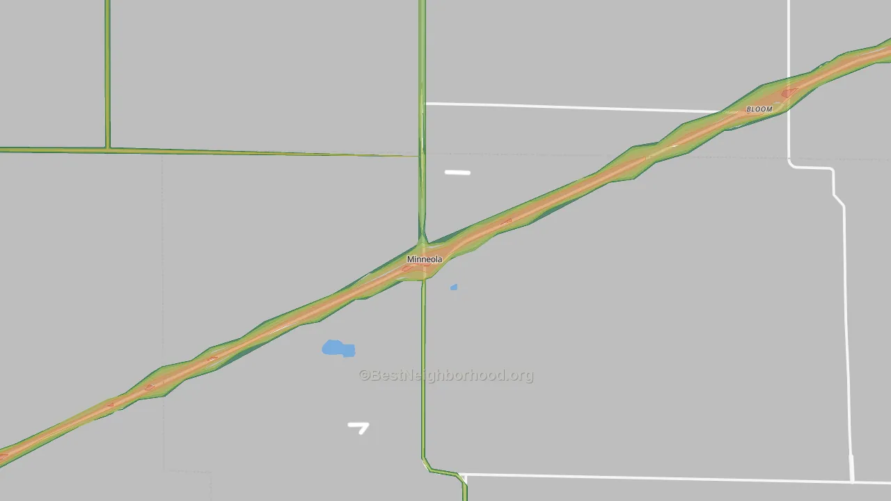Minneola, KS Map of Noise Levels in Minneola