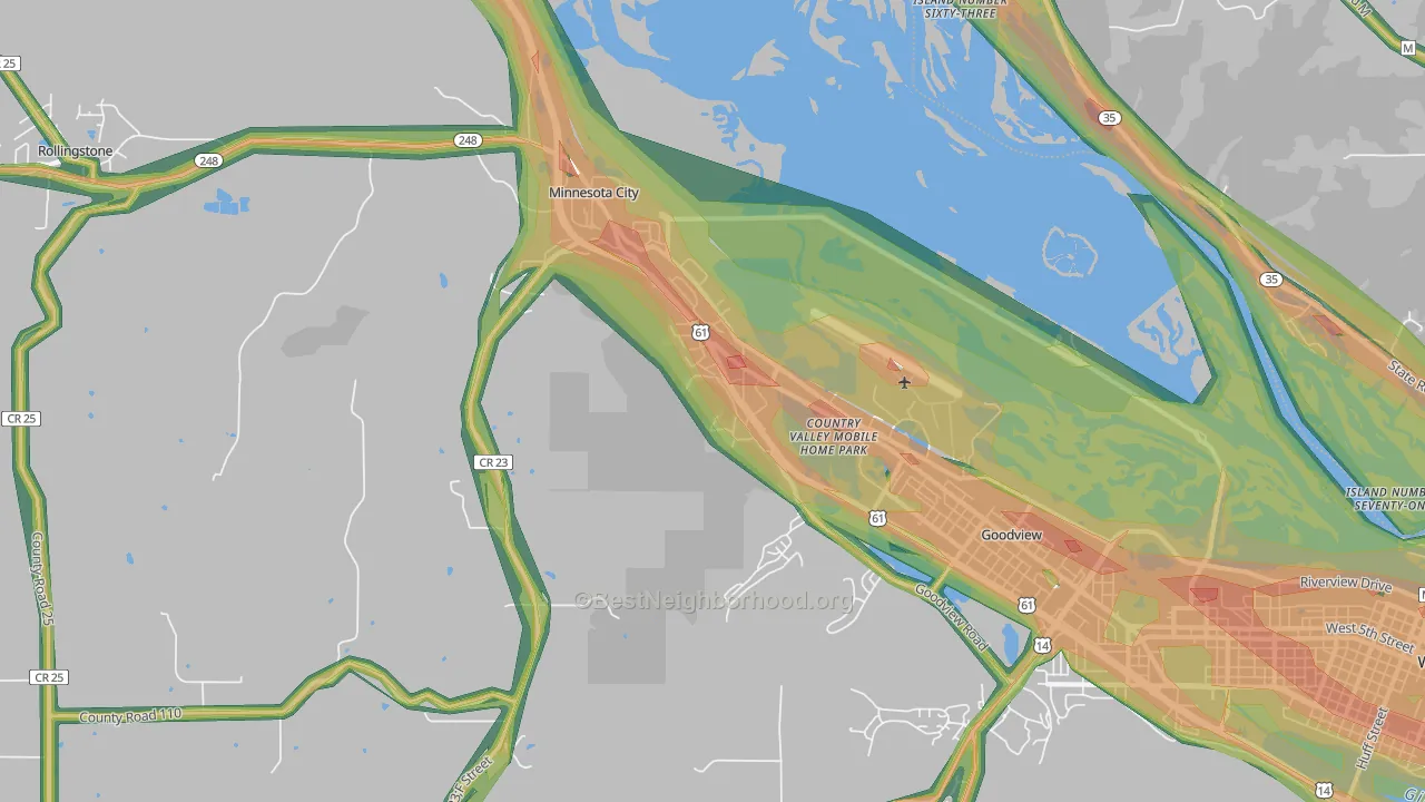Minnesota City, MN Map of Noise Levels in Minnesota City
