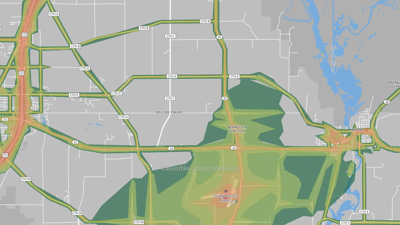 Minnesota Junction, WI Map of Noise Levels in Minnesota Junction