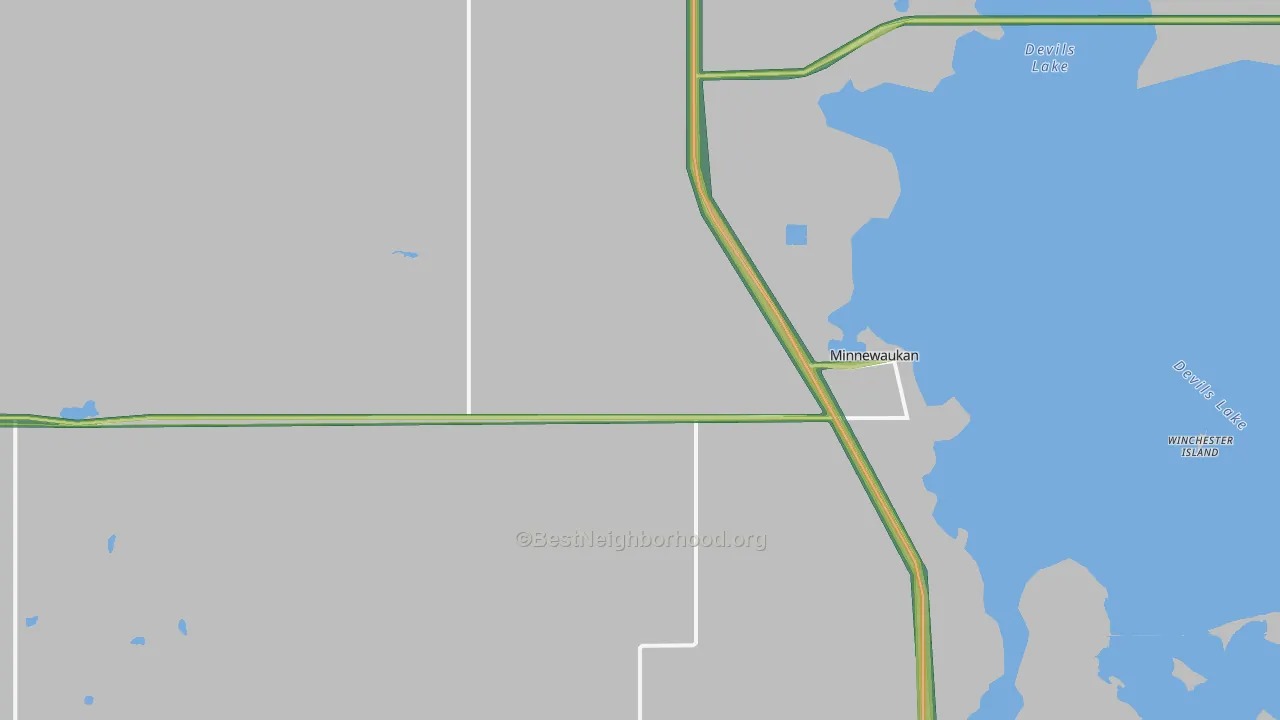 Minnewaukan, ND Map of Noise Levels in Minnewaukan
