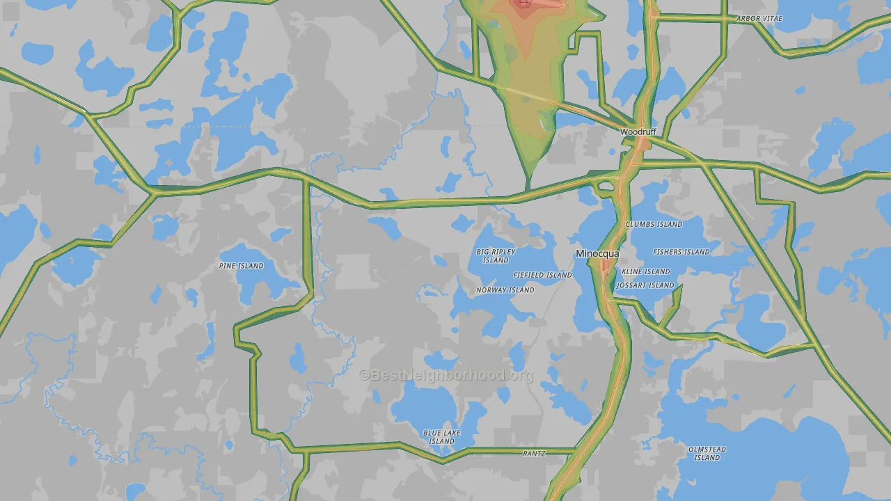 Minocqua, WI Map of Noise Levels in Minocqua