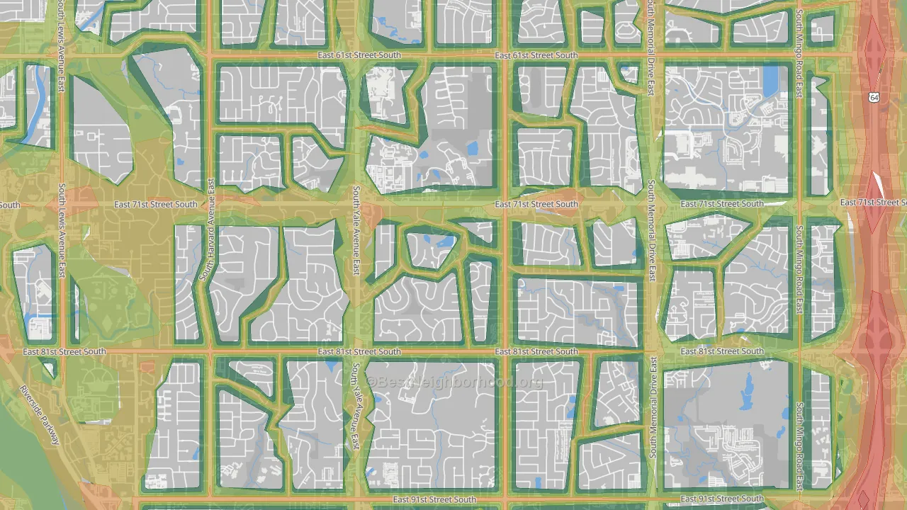 Minshall Park, Tulsa, OK Map of Noise Levels in Minshall Park