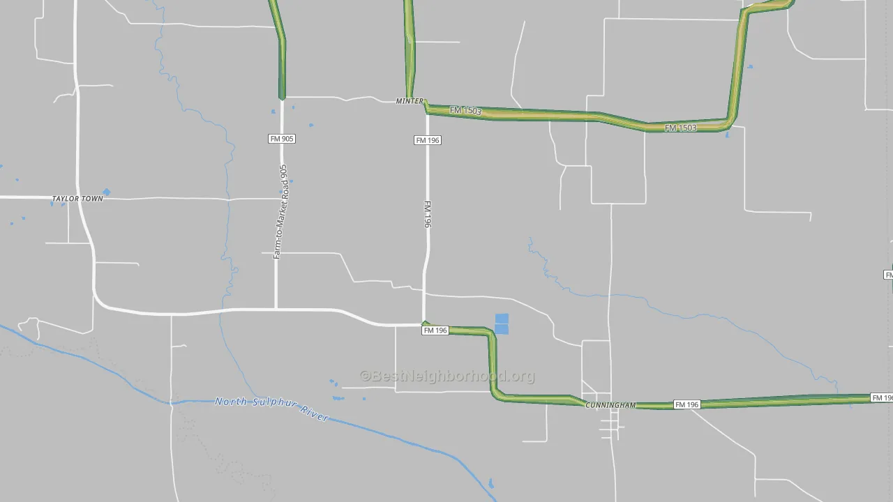 Minter, TX Map of Noise Levels in Minter