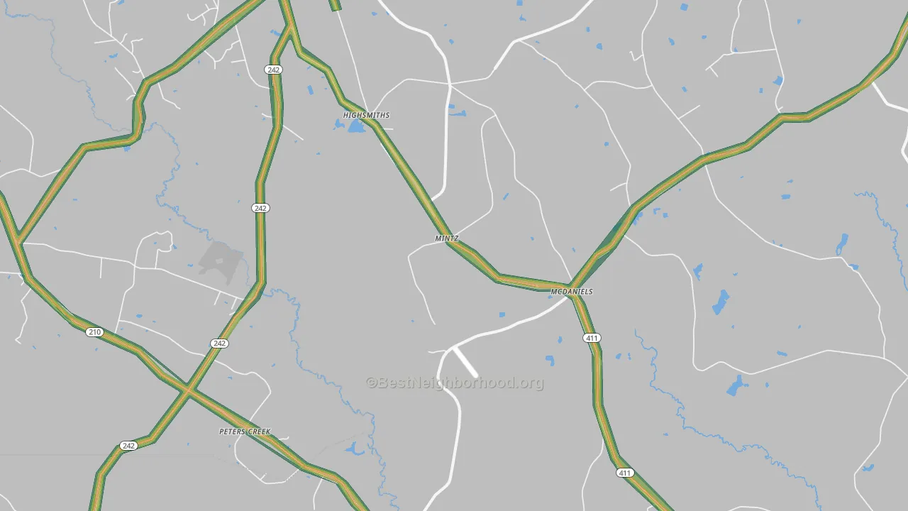 Mintz, NC Map of Noise Levels in Mintz