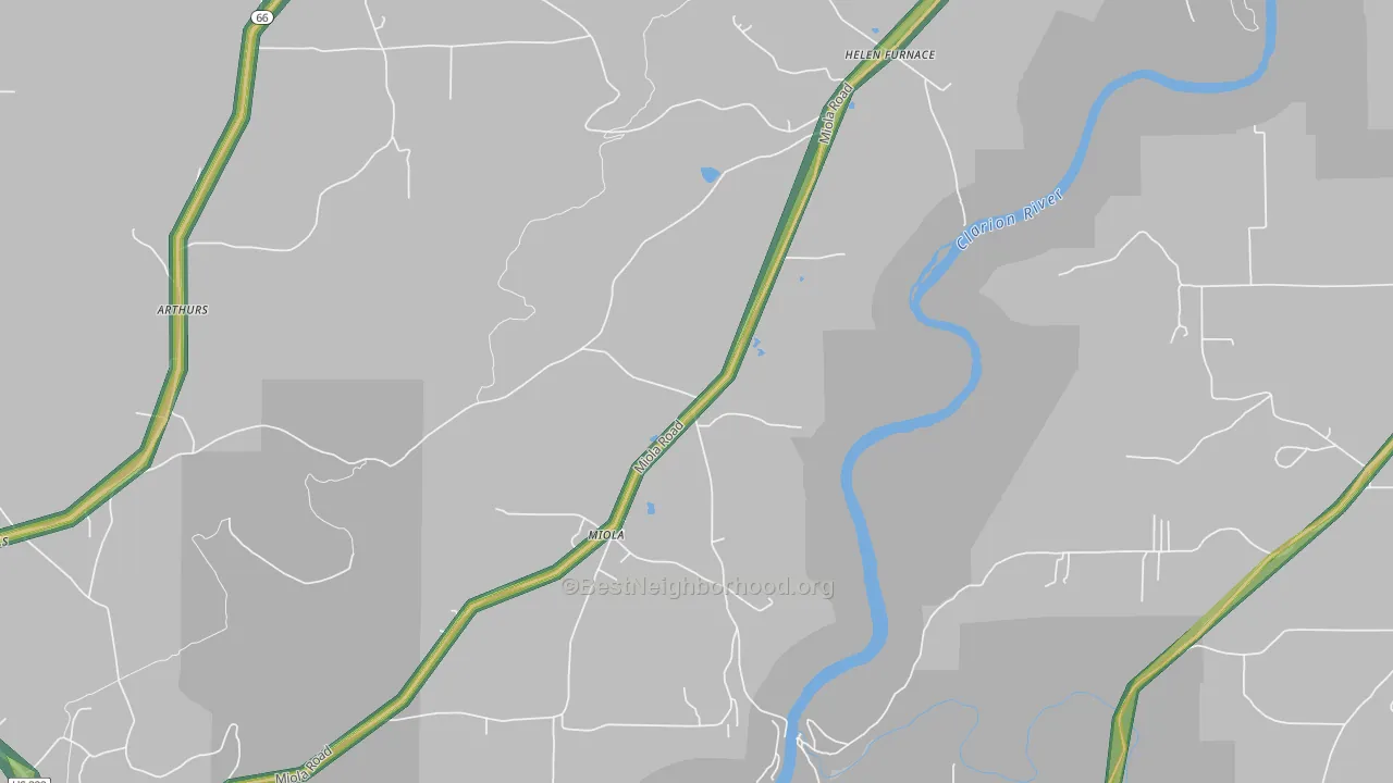 Miola, PA Map of Noise Levels in Miola