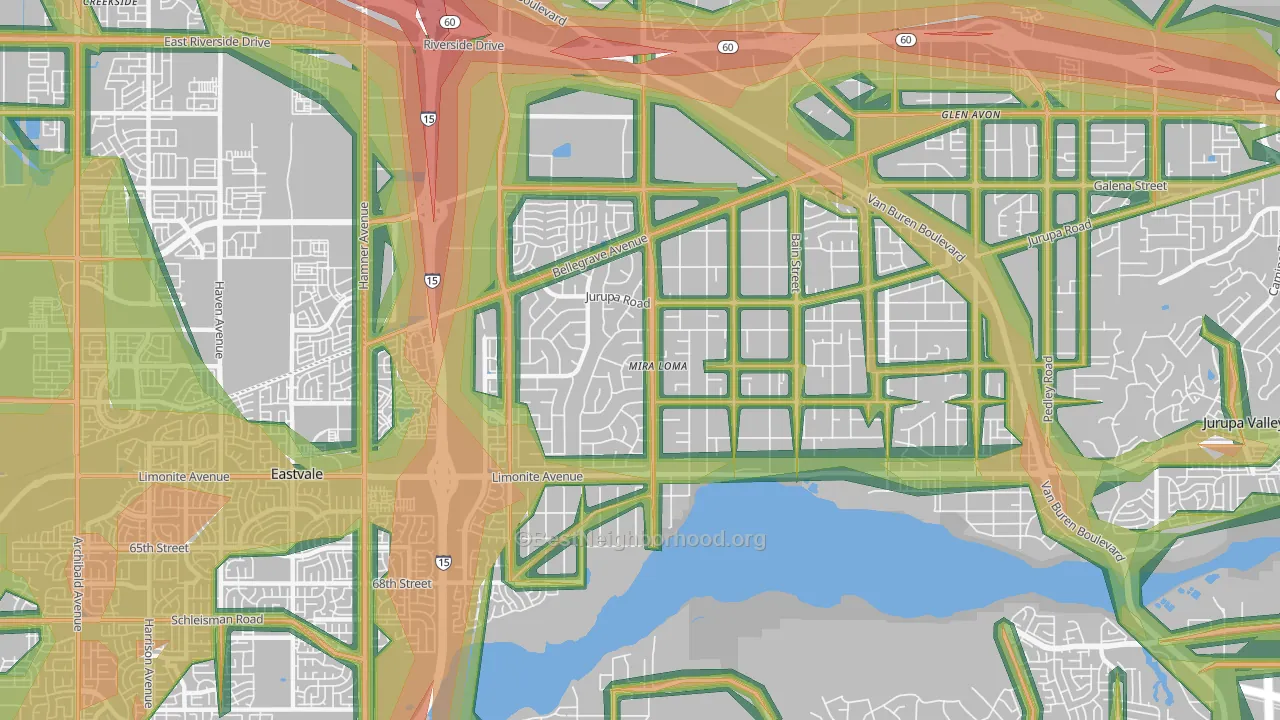 Mira Loma, CA Map of Noise Levels in Mira Loma