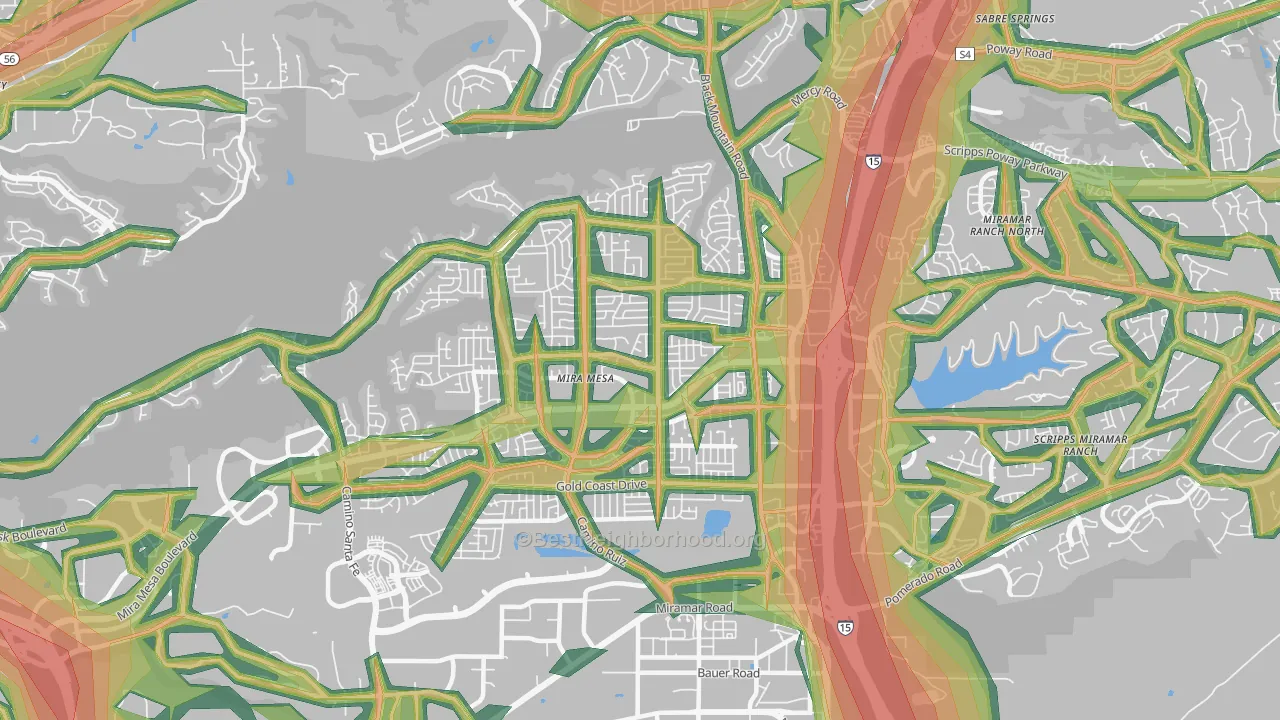 Mira Mesa, San Diego, CA Map of Noise Levels in Mira Mesa