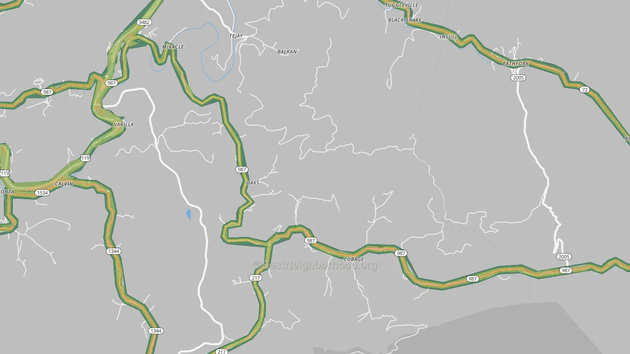 Miracle, KY Map of Noise Levels in Miracle