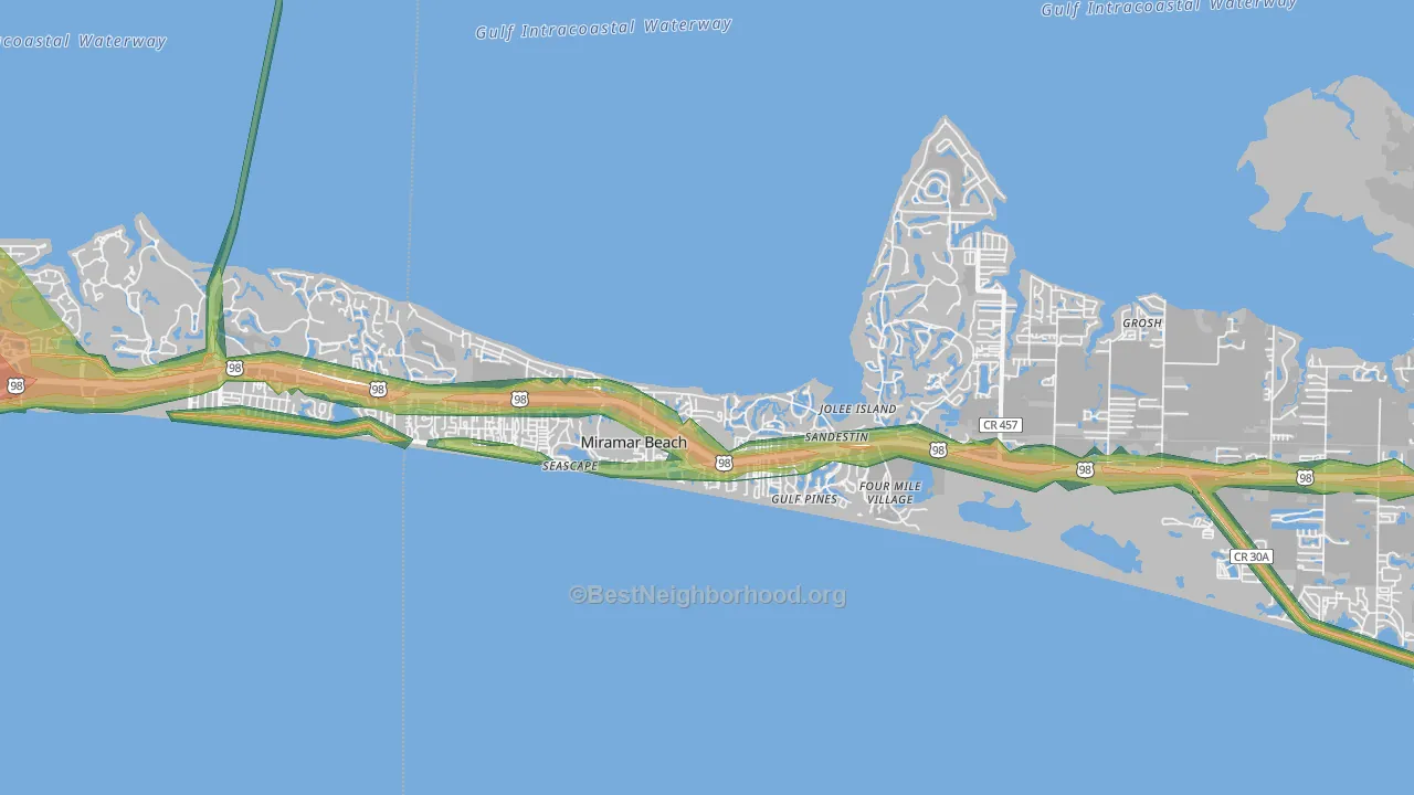 Miramar Beach, FL Map of Noise Levels in Miramar Beach