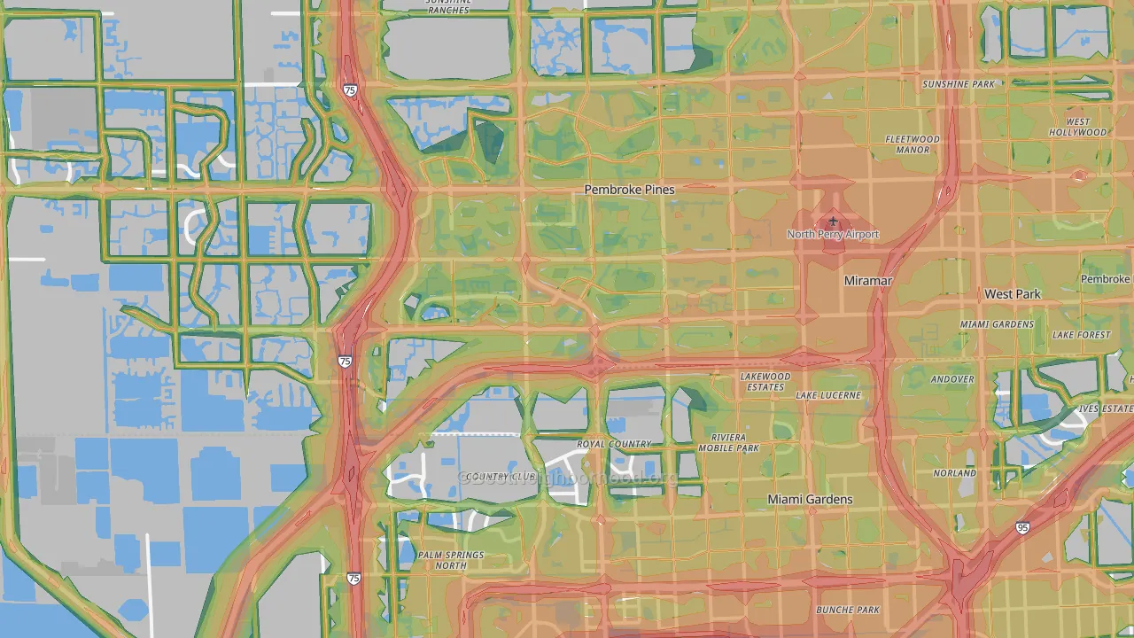 Miramar, FL Map of Noise Levels in Miramar