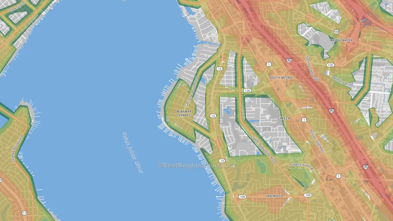 Miramar, Jacksonville, FL Map of Noise Levels in Miramar