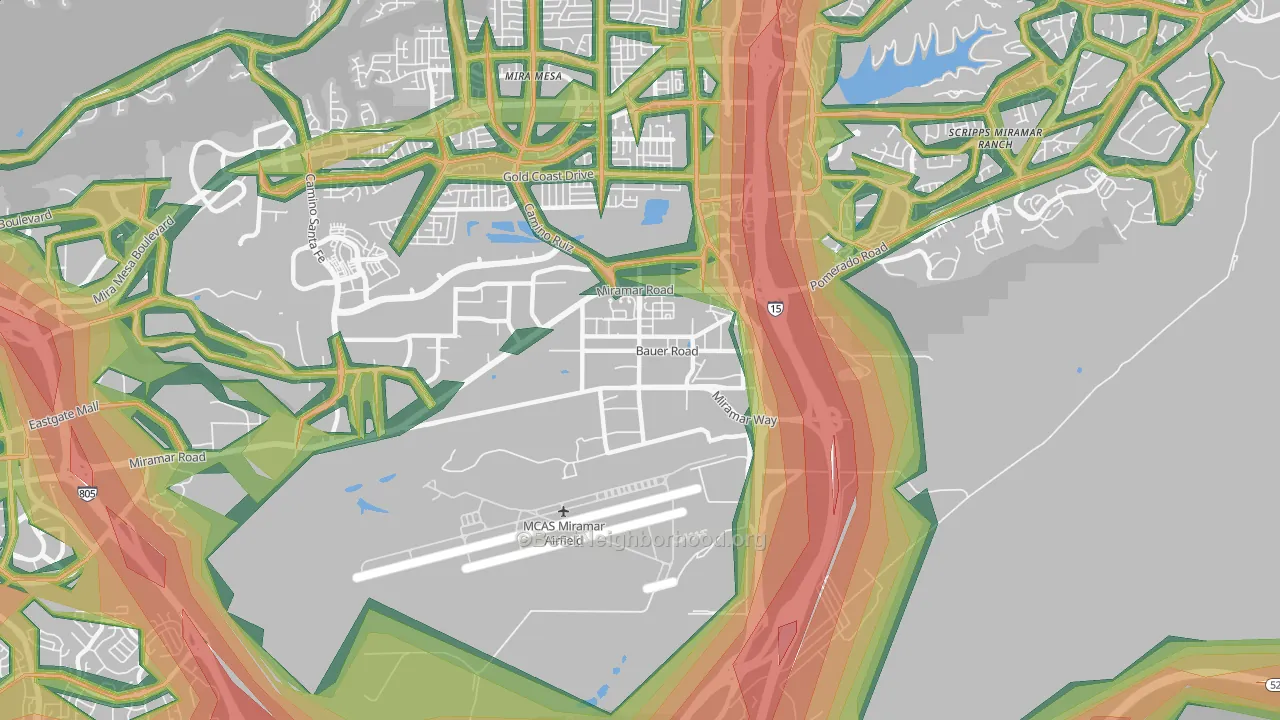 Miramar, San Diego, CA Map of Noise Levels in Miramar