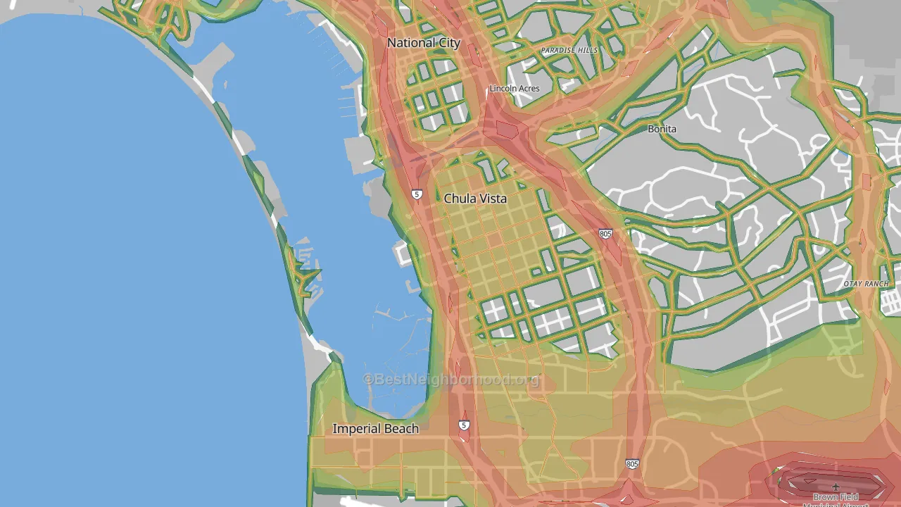 Mission Bay, San Diego, CA Map of Noise Levels in Mission Bay