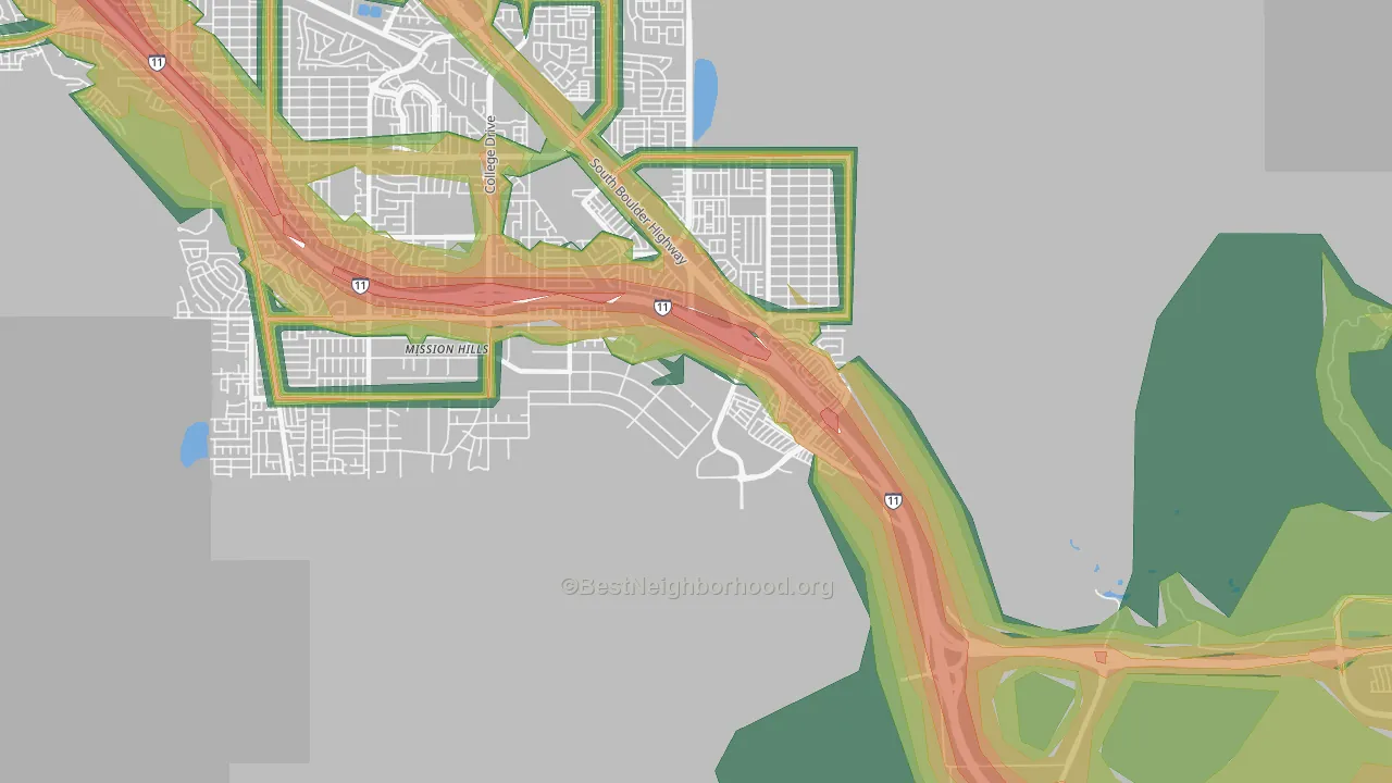 Mission Hills, Henderson, NV Map of Noise Levels in Mission Hills
