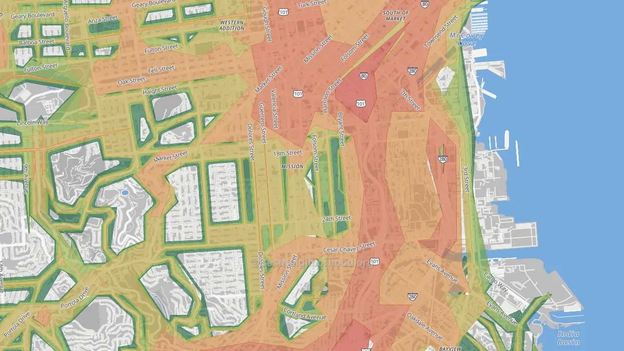 Mission, San Francisco, CA Map of Noise Levels in Mission