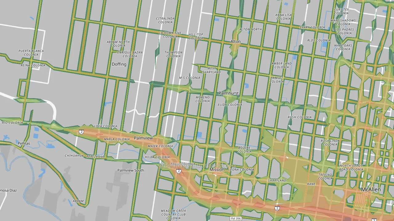 Mission, TX Map of Noise Levels in Mission