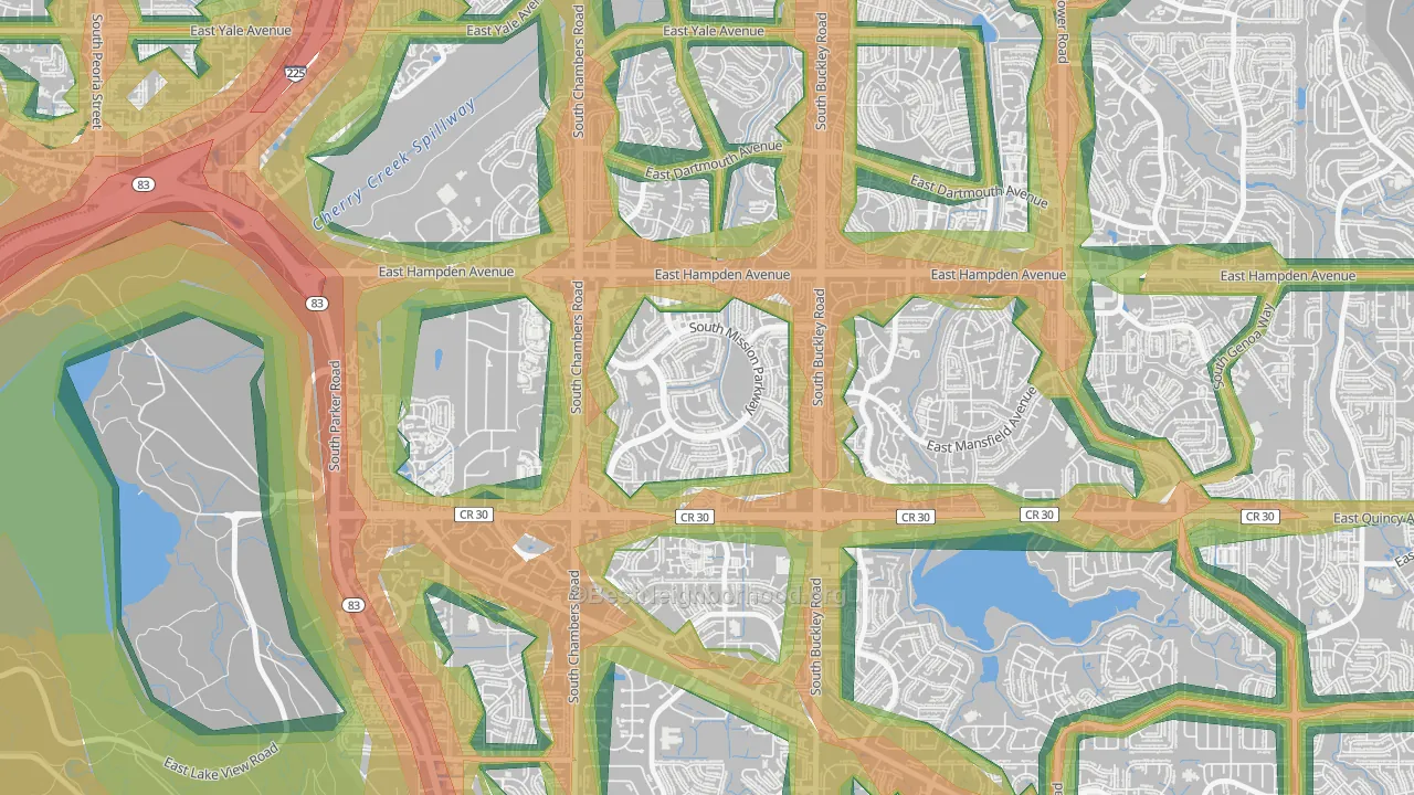Mission Viejo, Aurora, CO Map of Noise Levels in Mission Viejo
