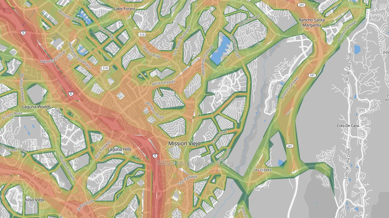 Mission Viejo, CA Map of Noise Levels in Mission Viejo