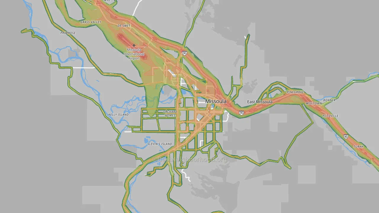 Missoula, MT Map of Noise Levels in Missoula