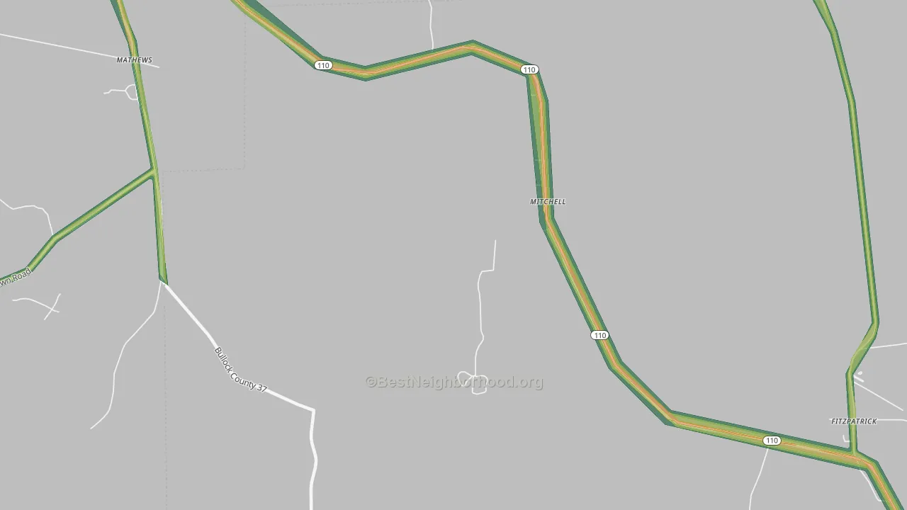 Mitchell, AL Map of Noise Levels in Mitchell