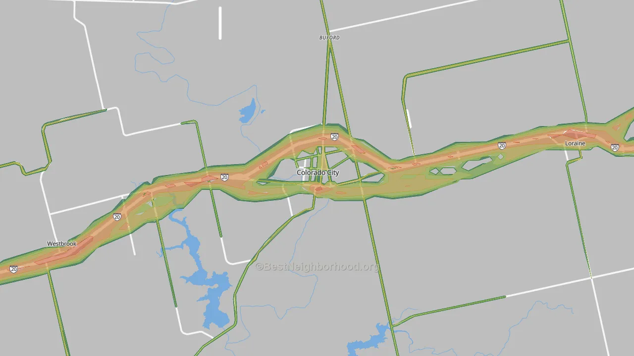 Mitchell County, TX Map of Noise Levels in Mitchell County