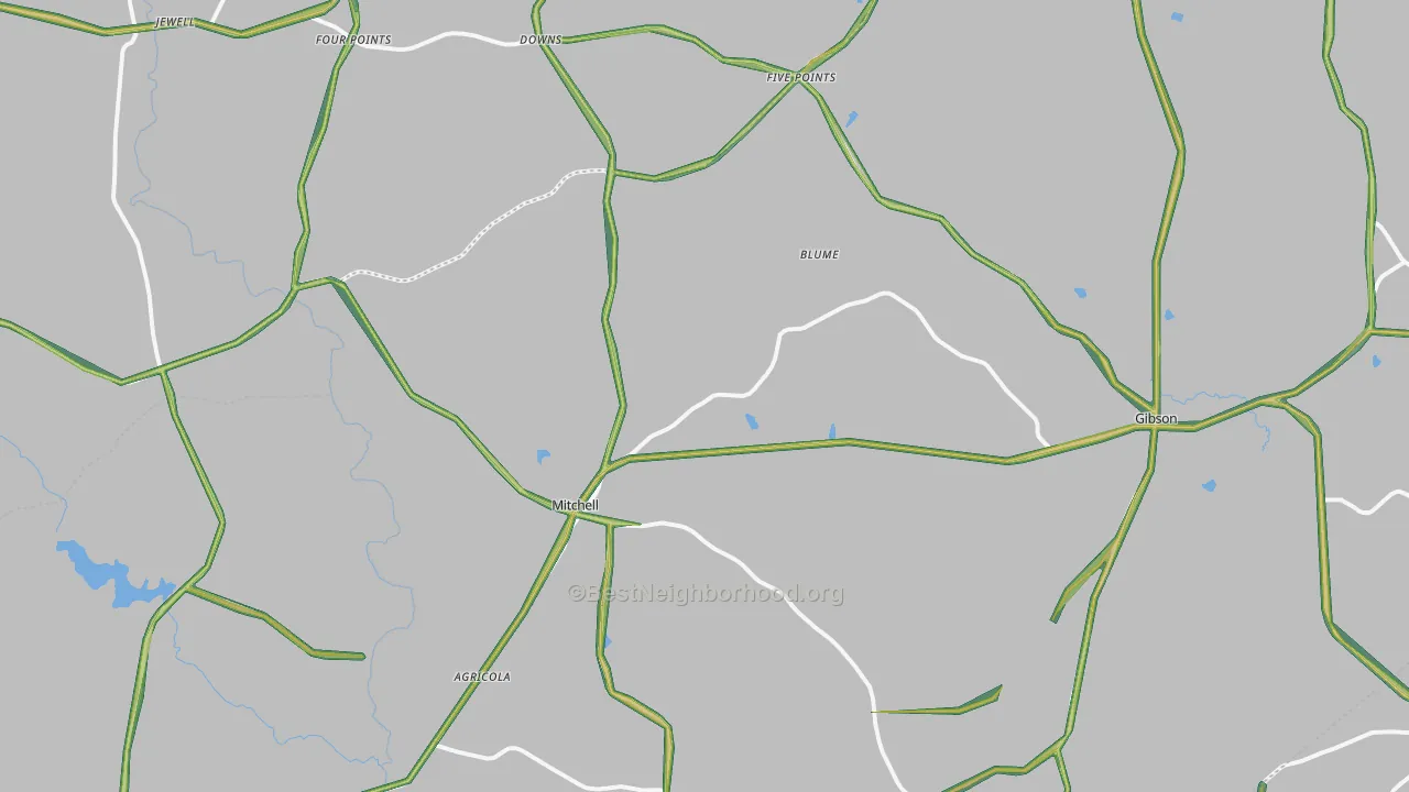 Mitchell, GA Map of Noise Levels in Mitchell