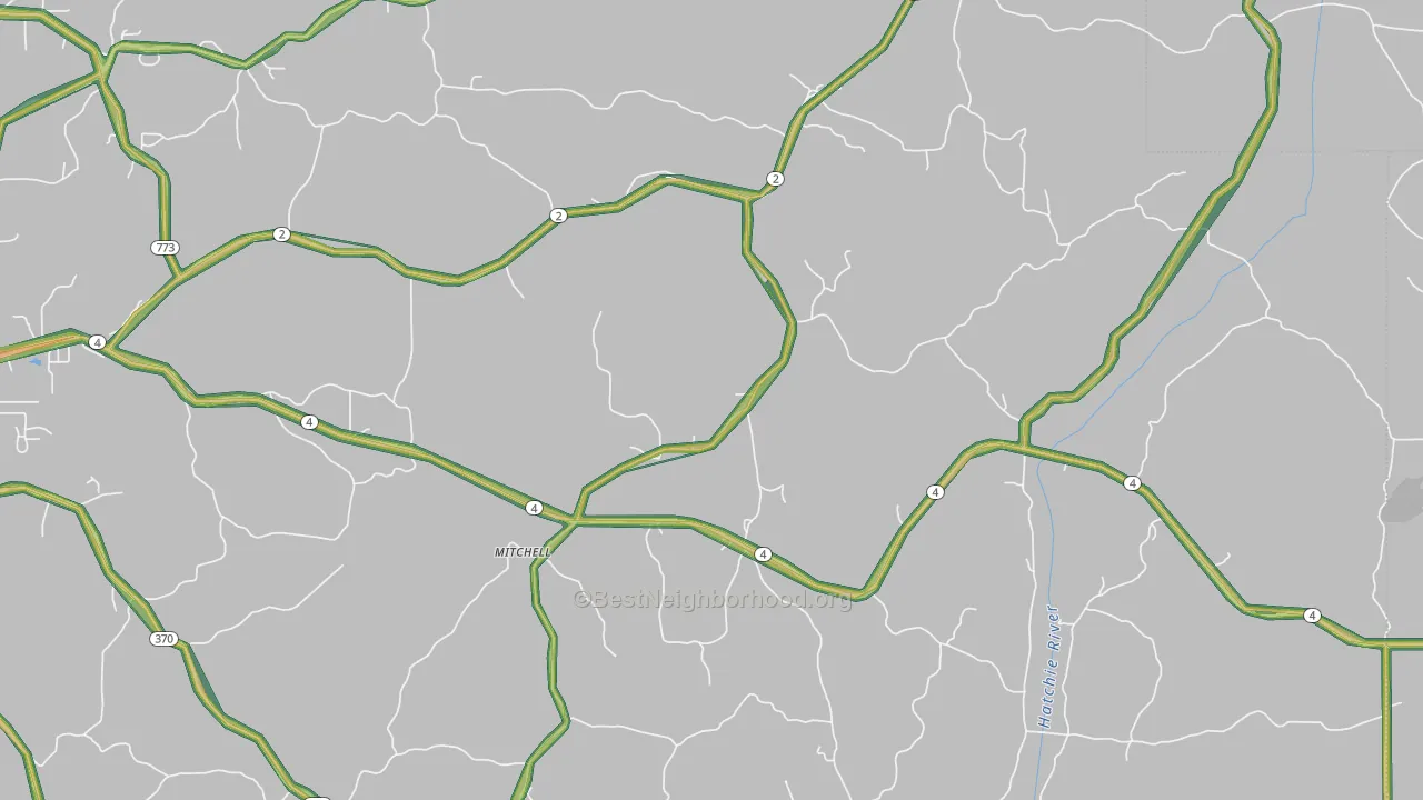 Mitchell, MS Map of Noise Levels in Mitchell