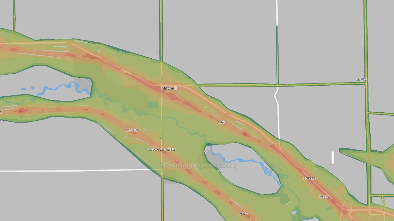 Mitchell, NE Map of Noise Levels in Mitchell