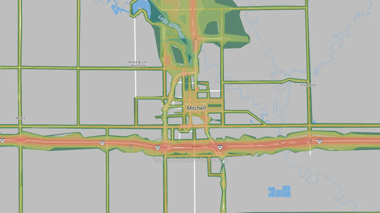 Mitchell, SD Map of Noise Levels in Mitchell