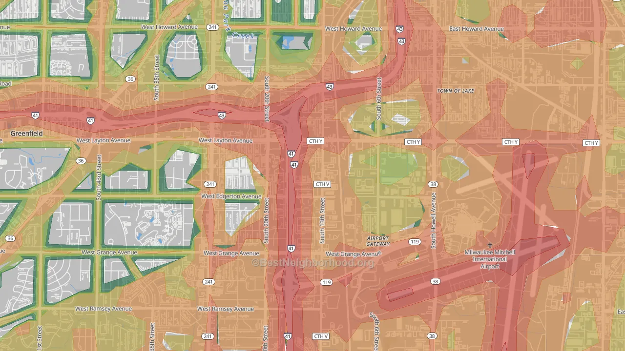 Mitchell West, Milwaukee, WI Map of Noise Levels in Mitchell West