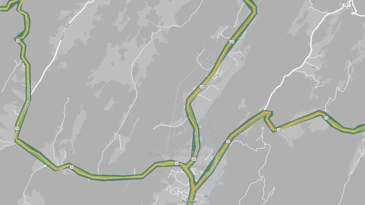 Mitchell, WV Map of Noise Levels in Mitchell