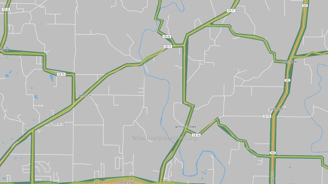 Mitchelltown, AL Map of Noise Levels in Mitchelltown