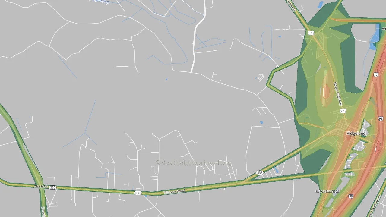 Mitchellville, SC Map of Noise Levels in Mitchellville