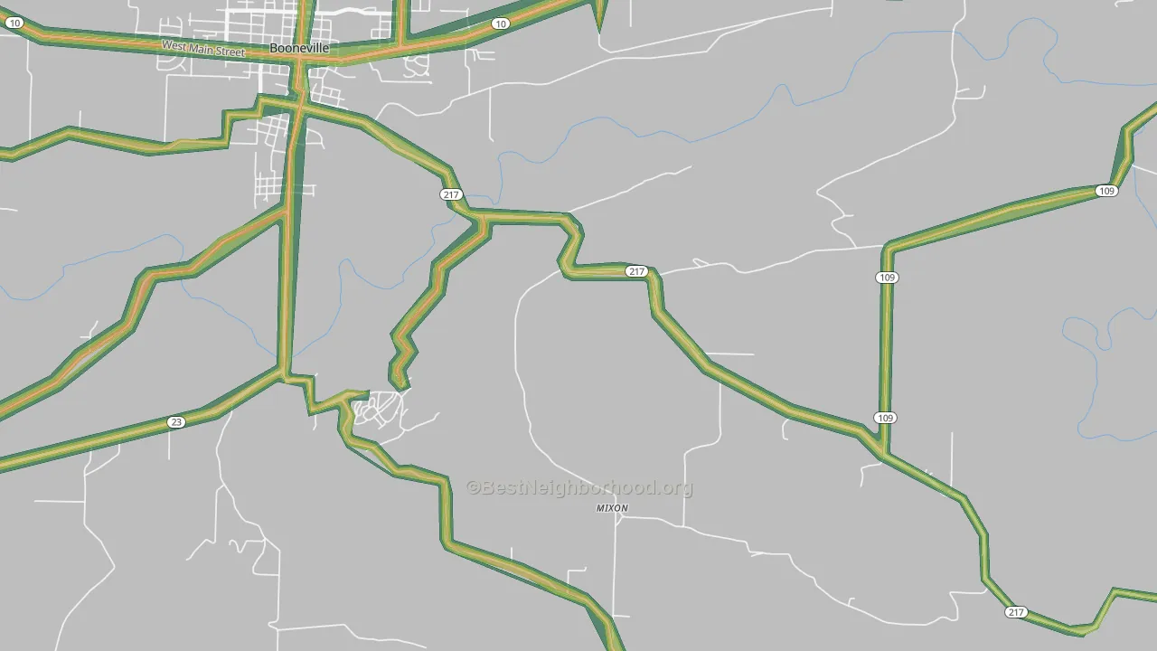 Mixon, AR Map of Noise Levels in Mixon