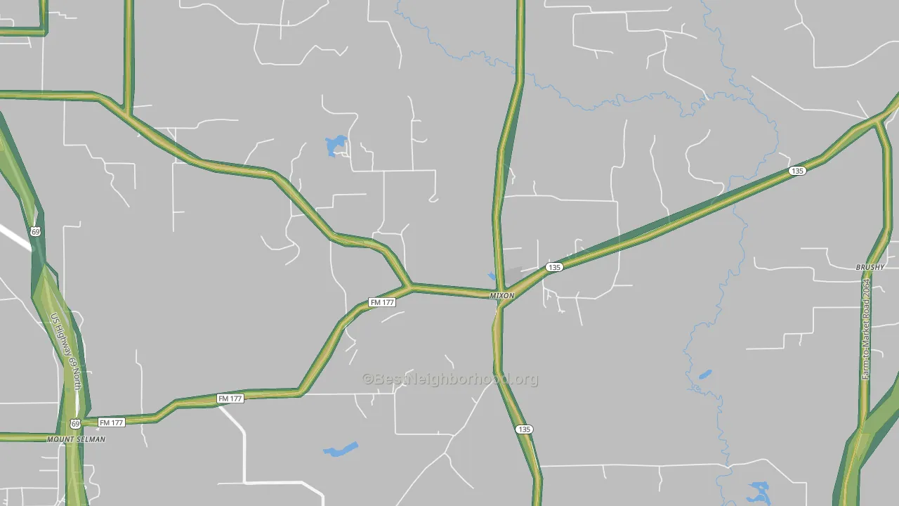 Mixon, TX Map of Noise Levels in Mixon
