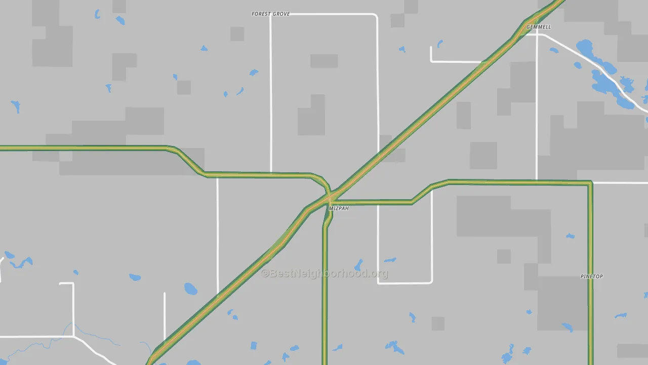 Mizpah, MN Map of Noise Levels in Mizpah