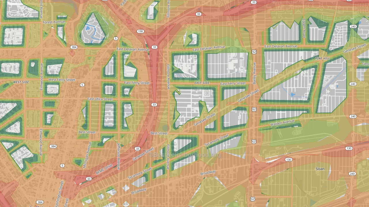 Mlk Park, Buffalo, NY Map of Noise Levels in Mlk Park