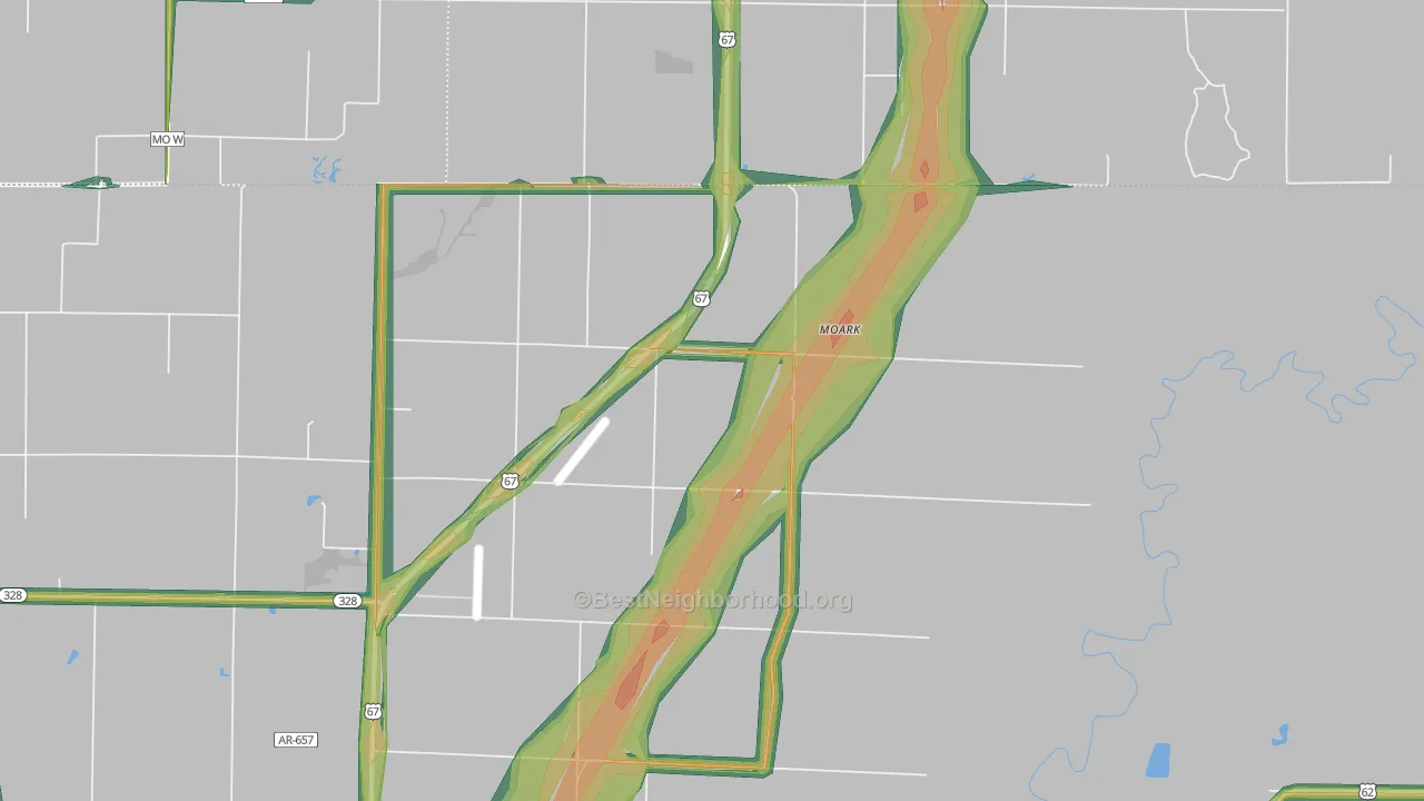 Moark, AR Map of Noise Levels in Moark