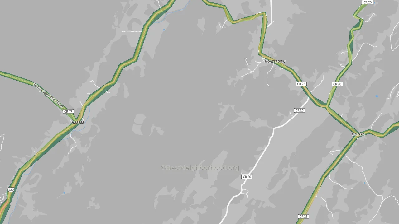 Moatstown, WV Map of Noise Levels in Moatstown