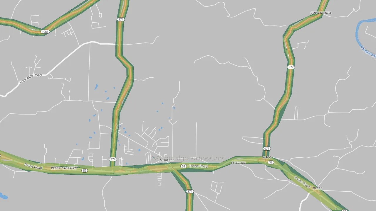 Moberly, KY Map of Noise Levels in Moberly