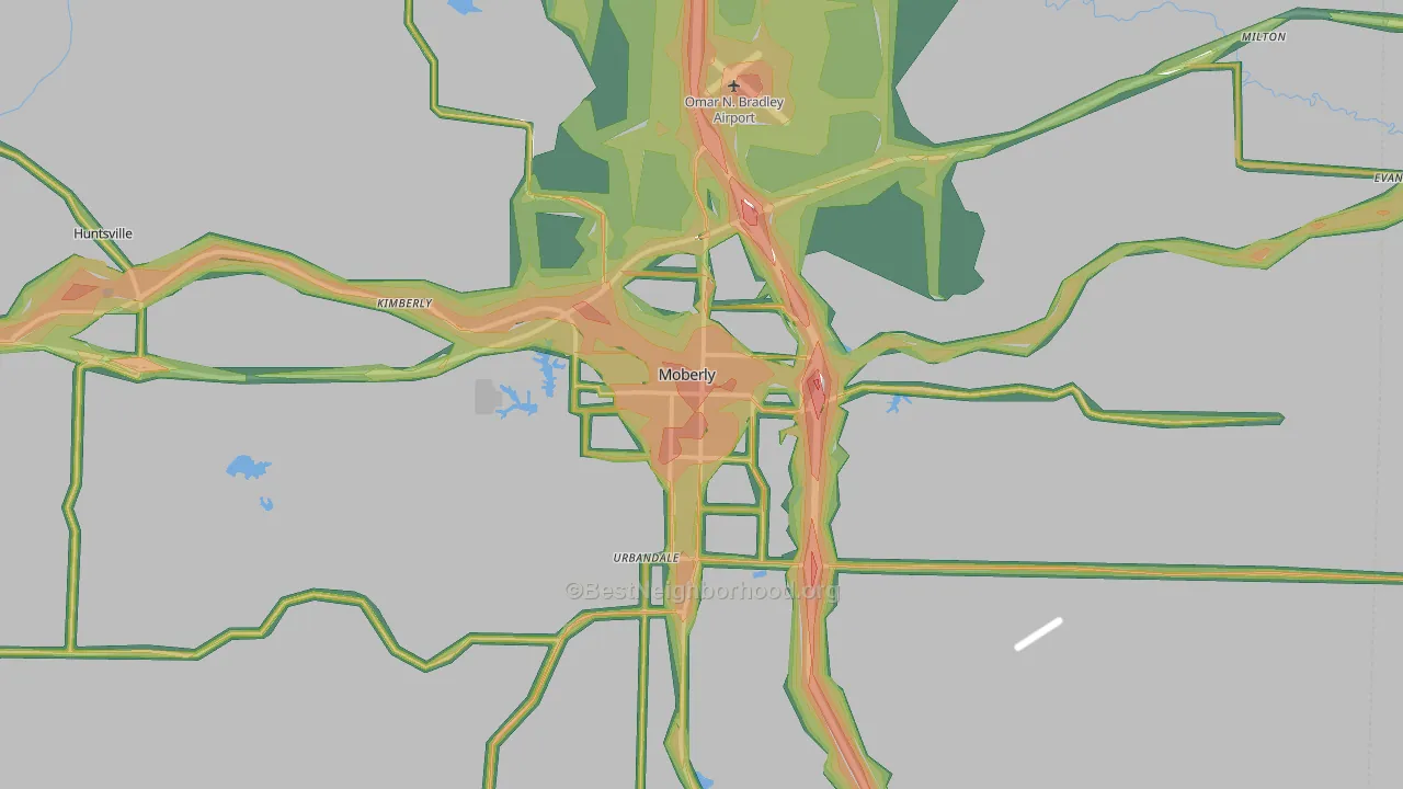 Moberly, MO Map of Noise Levels in Moberly