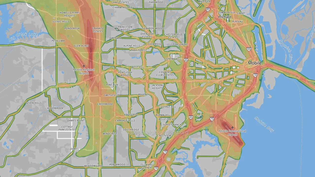 Mobile, AL Map of Noise Levels in Mobile